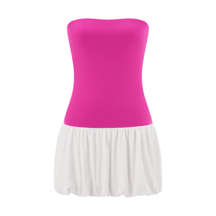 Women's Sexy Mini Dress Puffy Elegant Corset Sleeveless Strapless Solid Color