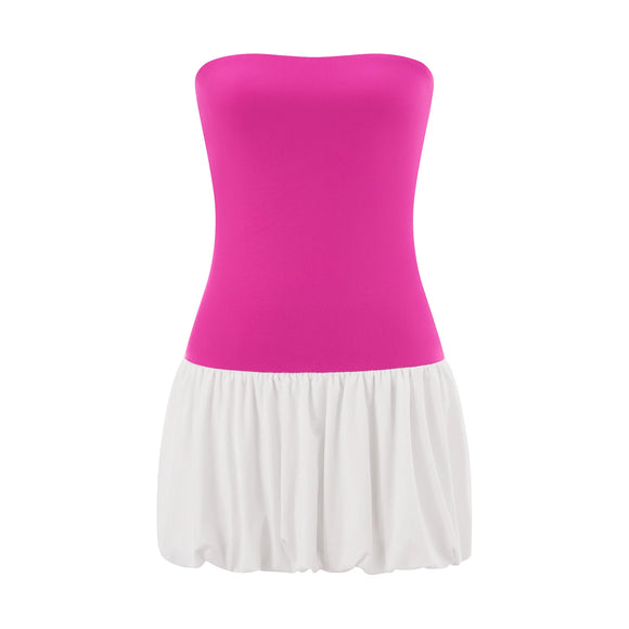 Women's Sexy Mini Dress Puffy Elegant Corset Sleeveless Strapless Solid Color