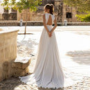 Women’s Wedding Beach Dress Elegant Boho Lace Jewel Sleeveless Bridal Gown