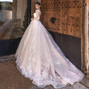 Héléna Custom Made Princess Wedding Dress, Ball Gown with Long Lace Sleeves & Tulle