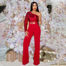 Monos regulares de mujer, lentejuelas solidas, sin espalda, cuello oblicuo-1