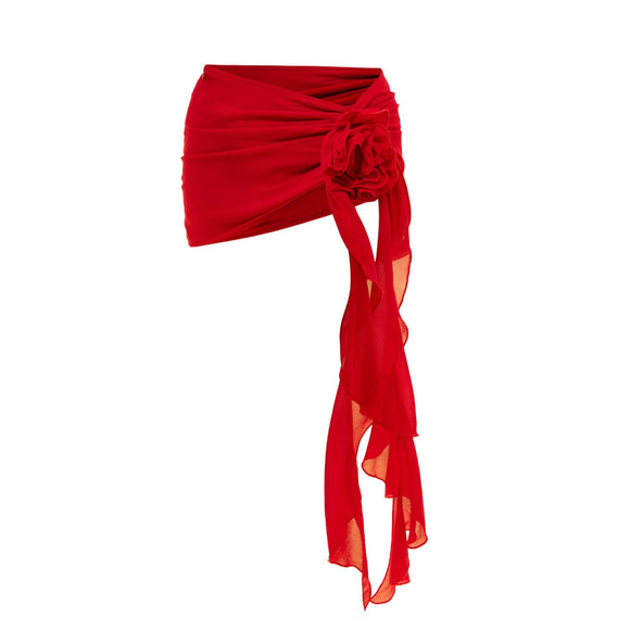 Women's swimwear one-piece elegant short skirt hollow