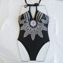 Women's swimwear one-piece elegant triangle pattern corset