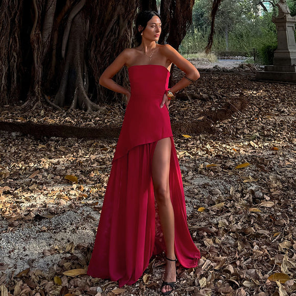 Sexy Party Dress Slim Tube Elegant With Mesh Stitching Hem for women