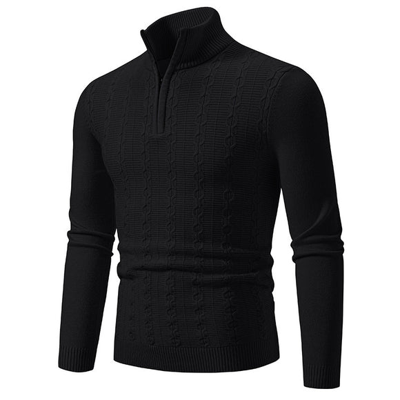 Men's Sweater Pullover Knit Elegant Casual Slim Fit Mock Neck Zipper