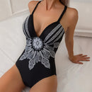 Women's swimwear one-piece elegant triangle pattern corset
