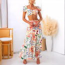 Sexy Sets Elegant Printed Tube Top & Skirt Two-Piece Suit