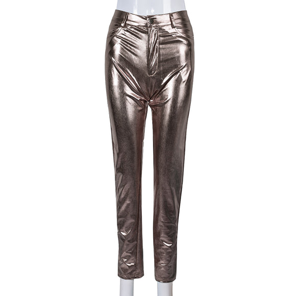 Women's pants, metallic high waisted, Super stretchy, shiny tights