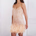 Women's dress with feather stitching and V-neck straps, Elegant, party