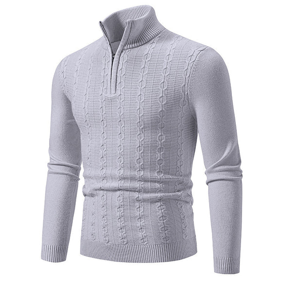 Men's Sweater Pullover Knit Elegant Casual Slim Fit Mock Neck Zipper