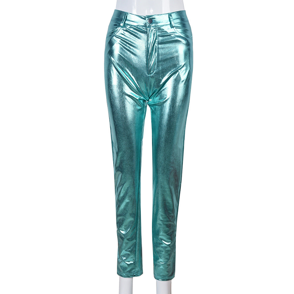 Women's pants, metallic high waisted, Super stretchy, shiny tights
