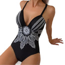 Women's swimwear one-piece elegant triangle pattern corset