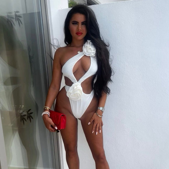 Women's swimwear one-piece elegant short skirt hollow