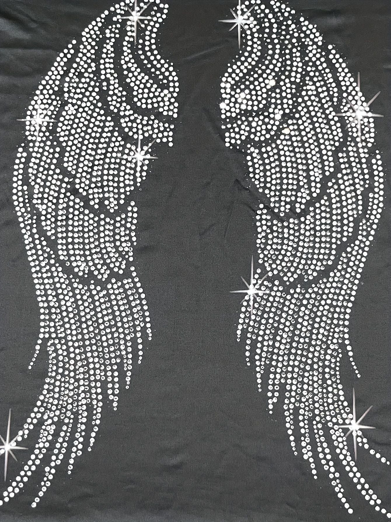 T-shirt femme col rond, avec motif ailes, haut à manches longues