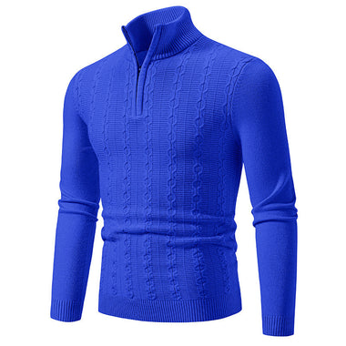 Comprar azul Suéter jersey de punto elegante informal ajustado cuello alto cremallera
