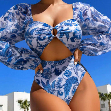 Women's swimwear one-piece elegant long sleeve