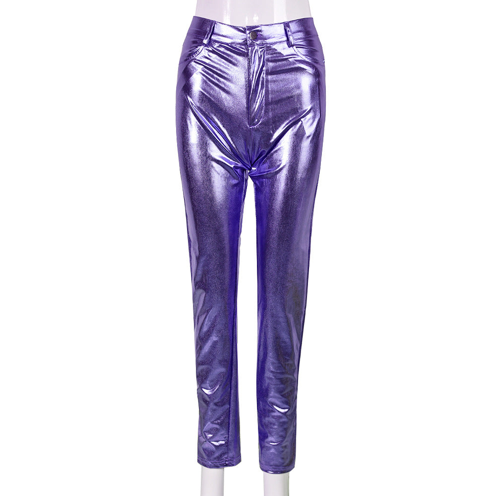 Women's pants, metallic high waisted, Super stretchy, shiny tights