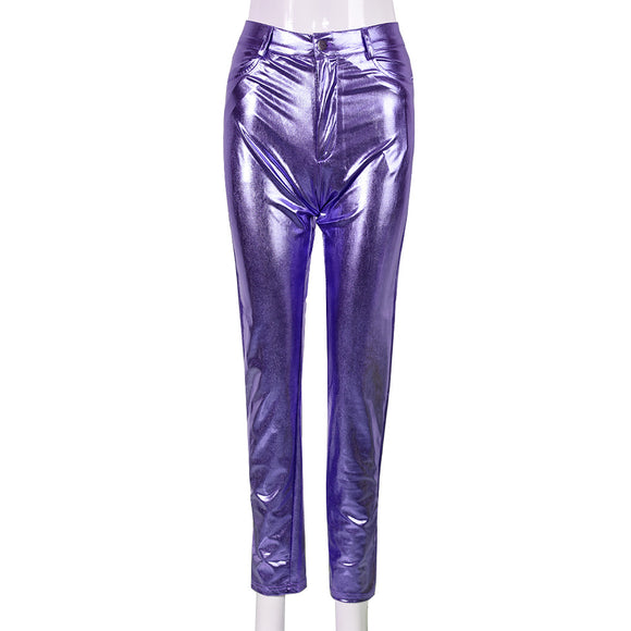 Women's pants, metallic high waisted, Super stretchy, shiny tights