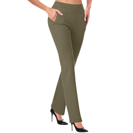 Women's Flared Pants, Slim Fit, Flowy Trousers, High Waist, Office