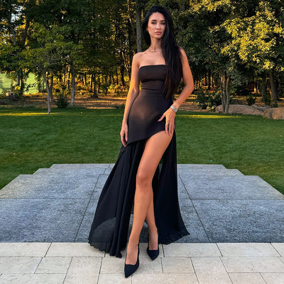 Sexy Party Dress Slim Tube Elegant With Mesh Stitching Hem for women