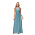 Women's evening dress, elegant in chiffon, sleeveless, V-neck