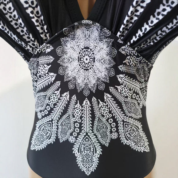 Women's swimwear one-piece elegant triangle pattern corset