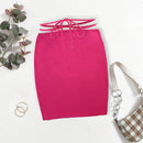 Women Sexy Lace Up Ruched Pencil Skirt Drawstring Tight Mini Skirt