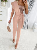 Women’s Jumpsuit Wedding Guest Elegant Sequins One Shoulder Bodycon-1