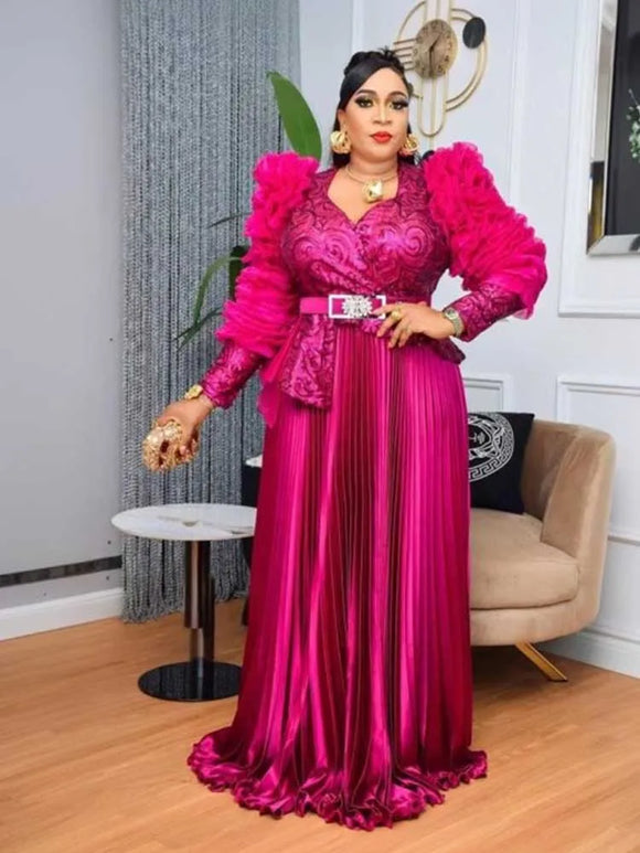 Women's Sexy Maxi Dress Plus Size Sequined Elegant Pleated Evening Gown