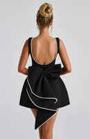Women's Sexy Mini Dress Big Bows Beads Elegant Backless Sleeveless-11