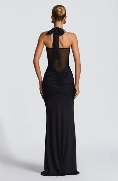 Women's Sexy Maxi Dress Elegant Backless Halter Off Shoulder Party