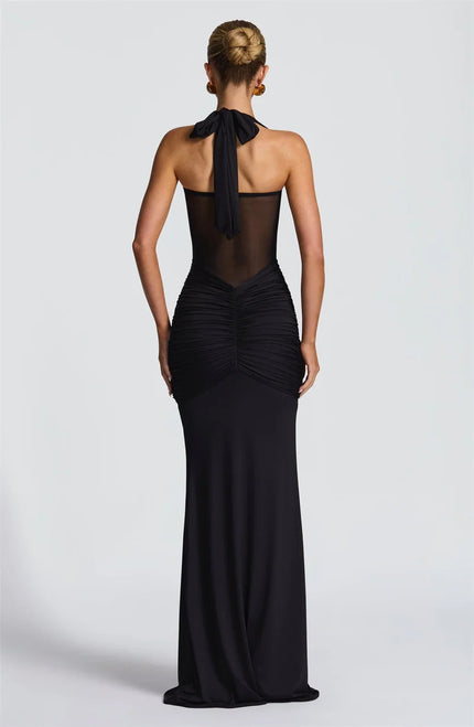 Women's Sexy Maxi Dress Elegant Backless Halter Off Shoulder Party
