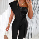 Women’s Jumpsuit Wedding Guest Elegant Sequins One Shoulder Bodycon-10