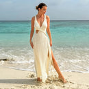 Women's Sexy Long Knit Dress Sleeveless Backless Elegant Side Slit-19