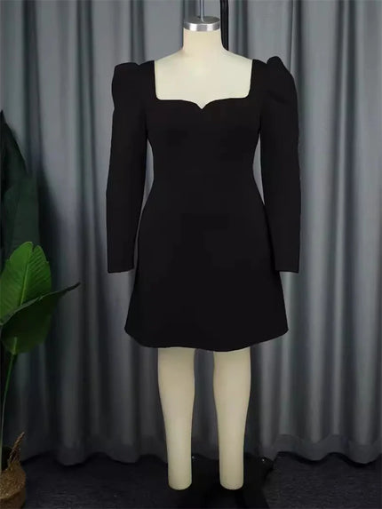 Buy black Women's Midi Dress Sexy Elegant Plus Size Deep V Neck Backless