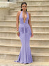 Women's Sexy Maxi Dress Elegant Deep V-Neck Ruched Backless