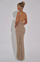 Women's Sexy Long Dress Backless Sequin Sleeveless Elegant Gown-36