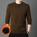 Men’s Sweater Pullover Knitted Warm Thick Chenille Jacquard Round Neck