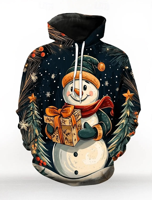 Christmas Hoodie Sweatshirt Elegant 3D Print Snowman Long Sleeve