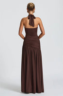 Maxi Dress Set Sexy Elegant Backless Halter Neck Bodysuit Slit Long Skirt