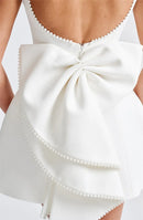 Women's Sexy Mini Dress Big Bows Beads Elegant Backless Sleeveless-33