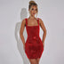 Women's Sexy Mini Dress Sequin Straps Backless Elegant Solid Color