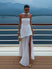 Women's Sexy Maxi Dress Elegant Strapless Backless High Slit Evening