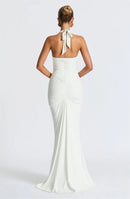 Sexy Maxi Dress Deep V-Neck Ruched Backless Elegant for Women