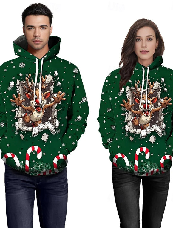 Christmas Hoodie Sweatshirt Elegant 3D Print Snowman Long Sleeve