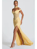 Women's Sexy Maxi Dress Off Shoulder Deep Slit Backless Elegant-7