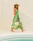 Bohemian Floral Sexy Maxi Dress for Women Elegant Strap Halter V Neck