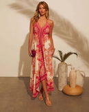 Bohemian Floral Sexy Maxi Dress for Women Elegant Strap Halter V Neck-15