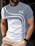 Men's T-Shirt Elegant Striped Outdoor Round Neck Loose Fit