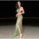 Women's Sexy Long Knit Dress Sleeveless Backless Elegant Side Slit-11